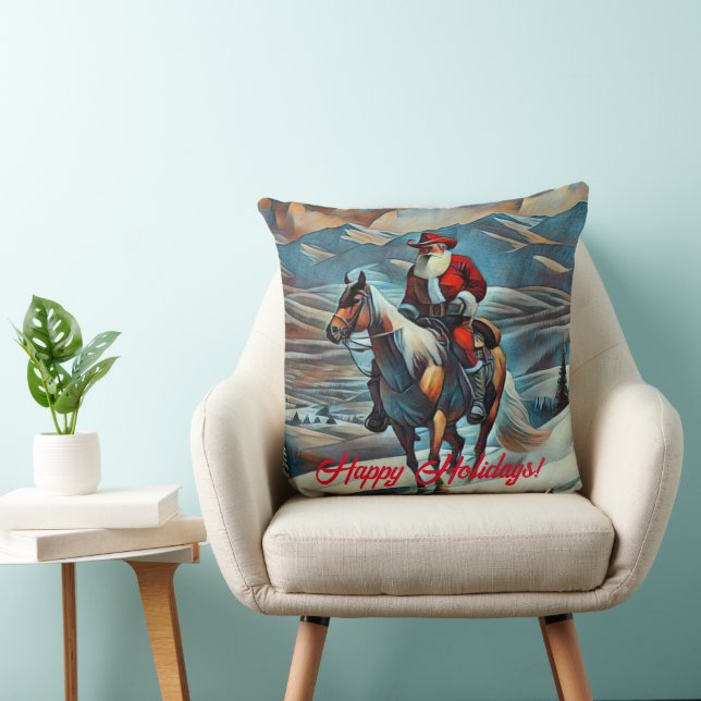 Santa Claus Riding Horse Christmas Cushion (Chair)