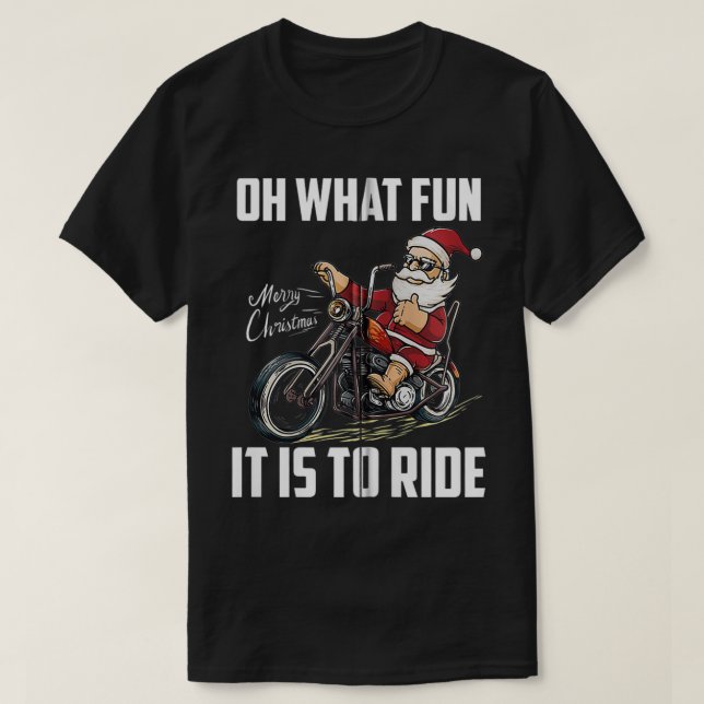 Santa Claus Riding Motorcycle Bike Cool Biker Chri T-Shirt (Design Front)