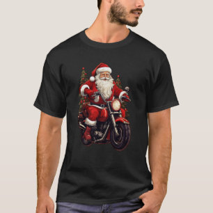 Santa Claus Riding Motorcycle Biking Christmas Mot T-Shirt