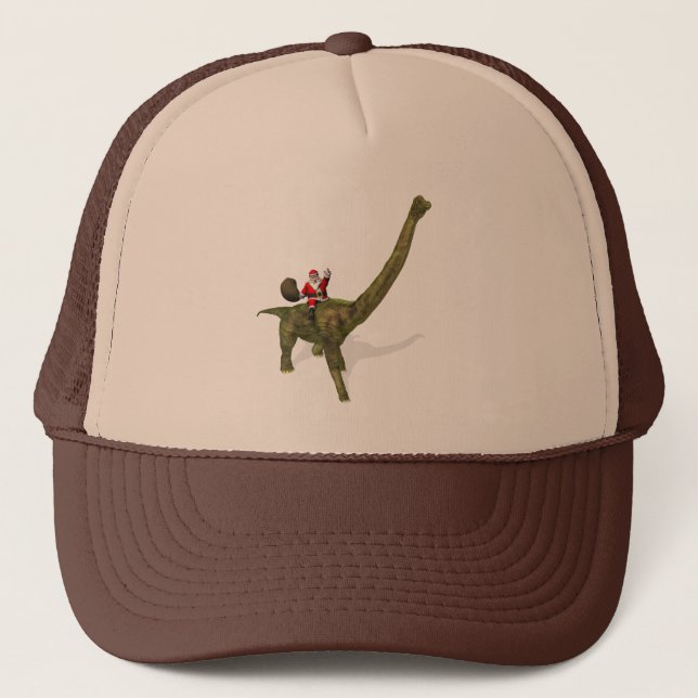 Santa Claus Riding On Brachiosaurus Trucker Hat (Front)