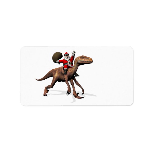 Santa Claus Riding On Deinonychus Label (Front)