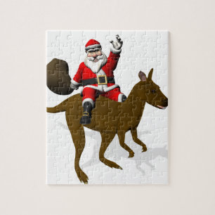 Santa Claus Riding On Kangaroo Jigsaw Puzzle