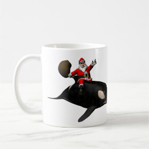 Santa Claus Riding On Orca Coffee Mug