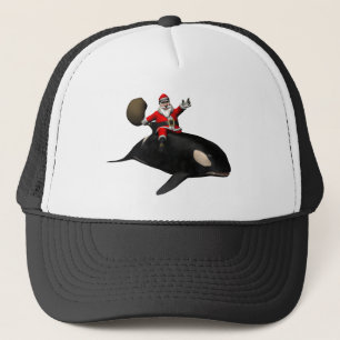 Santa Claus Riding On Orca Trucker Hat