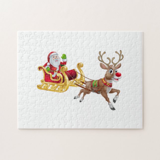 Santa Claus riding on sleigh Jigsaw Puzzle (Horizontal)