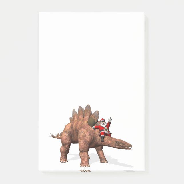 Santa Claus Riding On Stegosaurus Post-it Notes (Front)