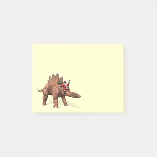 Santa Claus Riding On Stegosaurus Post-it Notes (Front)