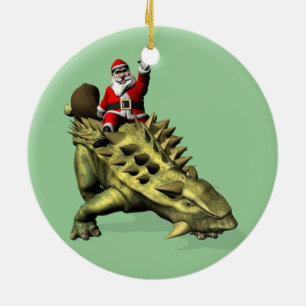 Santa Claus Riding On Talarurus Ceramic Tree Decoration