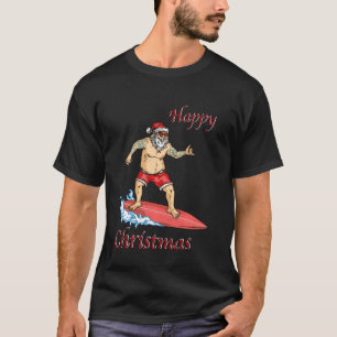 Santa Claus Riding On The Wave With The Surf Board T-Shirt