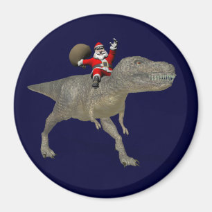 Santa Claus Riding On Trex Magnet