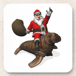 Santa Claus Riding On Walrus Coaster