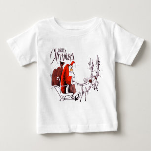 Santa Claus Riding Reindeer Christmas Baby T-Shirt