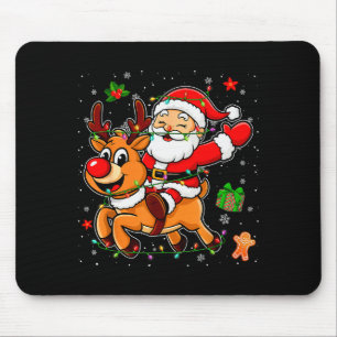 Santa Claus Riding Reindeer Merry Christmas Pajama Mouse Pad