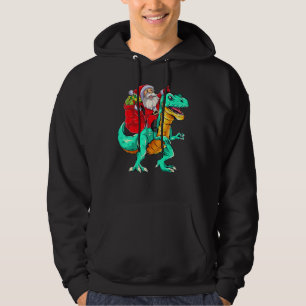 Santa Claus Riding Rex Dinosaur Christmas  Dino X  Hoodie