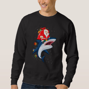 Santa Claus Riding Shark Christmas Boys Merry Shar Sweatshirt
