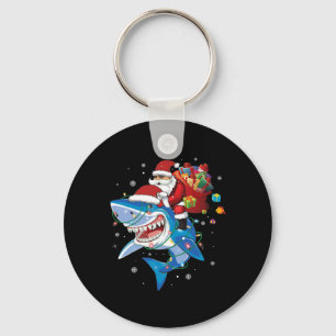 Santa Claus Riding Shark Lover Merry Christmas Xma Key Ring