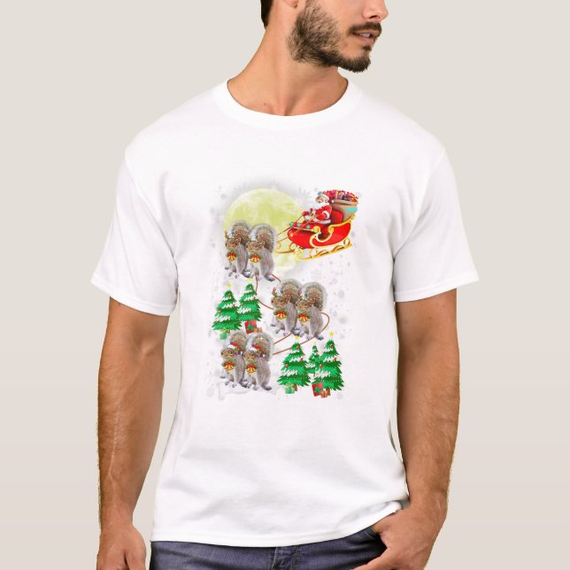 Santa Claus Riding Squirrel T-Shirt (Front)