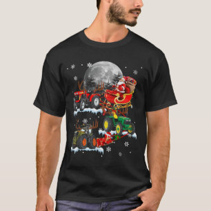 Santa Claus Riding Tractor Sleigh Christmas Tracto T-Shirt