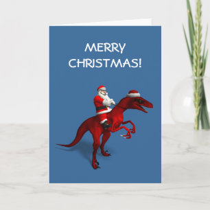 Santa Claus Riding Tyrannosaurus Rex Holiday Card