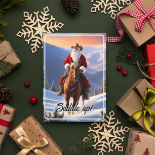 Santa Claus Riding Western Christmas Invitation