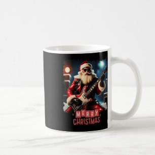 Santa Claus Rock Guitar Merry Christmas  Coffee Mug