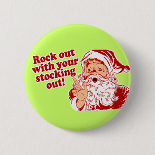 Santa Claus Rock Out 6 Cm Round Badge