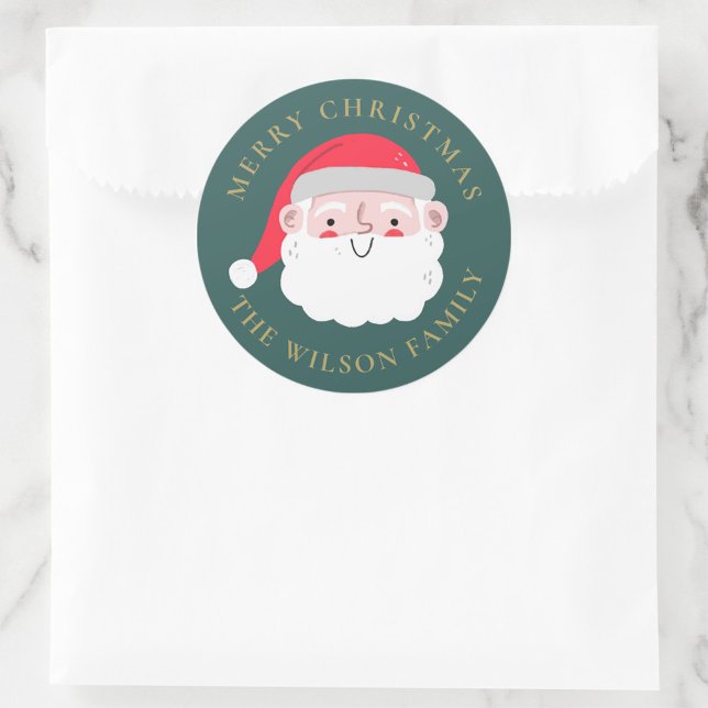 Santa Claus Round Christmas Sticker | Personalised (Creator Uploaded)