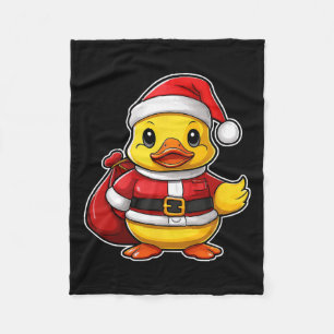 Santa Claus Rubber Duck Christmas Xmas Pyjamas Fleece Blanket