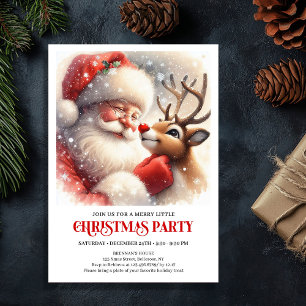 Santa Claus Rudolph Christmas Joyful Winter Party Invitation