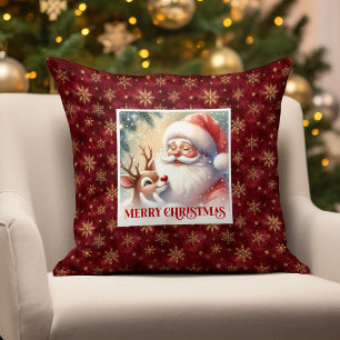 Santa Claus Rudolph Cozy Xmas Pillow Festive Charm