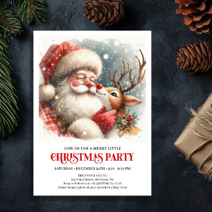 Santa Claus Rudolph Festive Holiday Family Party Invitation