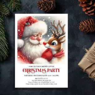 Santa Claus Rudolph Holiday Winter Party Celebrate Invitation