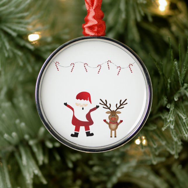 Santa Claus Rudolph The Red Nosed Reindeer Metal Ornament (Tree)