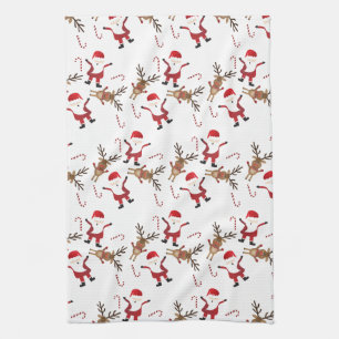 Santa Claus Rudolph The Red Nosed Reindeer Pattern Tea Towel