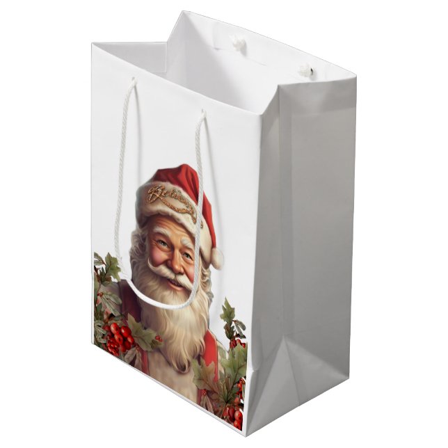Santa Claus Saint Nicholas Christmas  Medium Gift Bag (Front Angled)