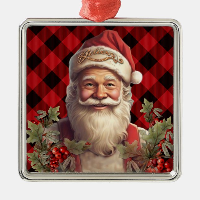 Santa Claus Saint Nicholas Christmas  Metal Ornament (Front)