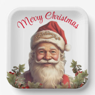 Santa Claus Saint Nicholas Christmas  Paper Plate