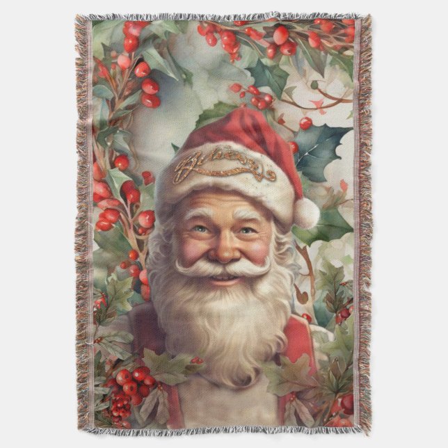 Santa Claus Saint Nicholas Christmas  Throw Blanket (Front Vertical)