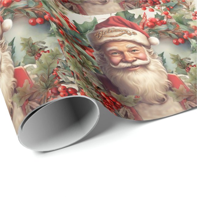 Santa Claus Saint Nicholas Christmas  Wrapping Paper (Roll Corner)