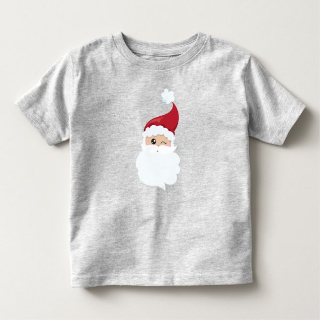 Santa Claus, Santa Hat, Winking Santa, Christmas Toddler T-Shirt (Front)