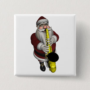 Santa Claus Saxophone Player 15 Cm Square Badge