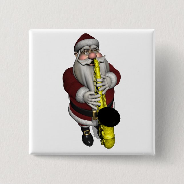 Santa Claus Saxophone Player 15 Cm Square Badge (Front)