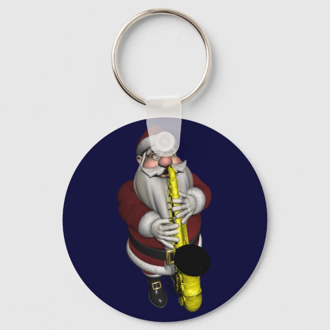 Santa Claus Saxophone Player Key Ring (Front)