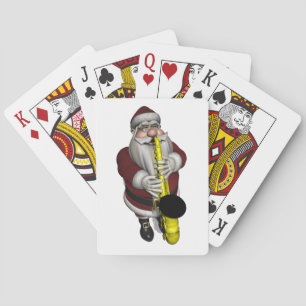 Santa Claus Saxophone Player Playing Cards
