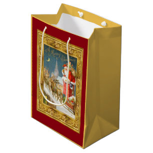 Santa Claus Scene Medium Gift Bag