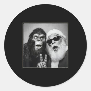 Santa Claus Selfie Bigfoot Christmas Funny Sasquat Classic Round Sticker