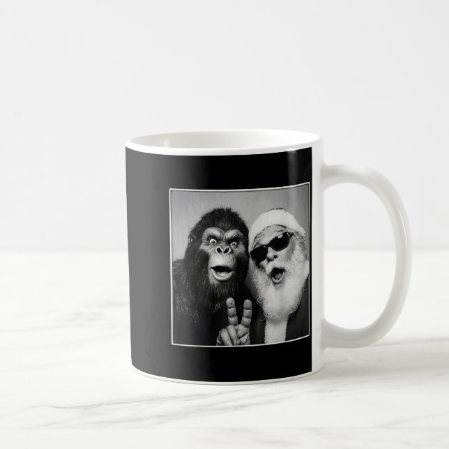 Santa Claus Selfie Bigfoot Christmas Funny Sasquat Coffee Mug (Right)