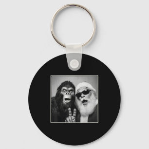 Santa Claus Selfie Bigfoot Christmas Funny Sasquat Key Ring