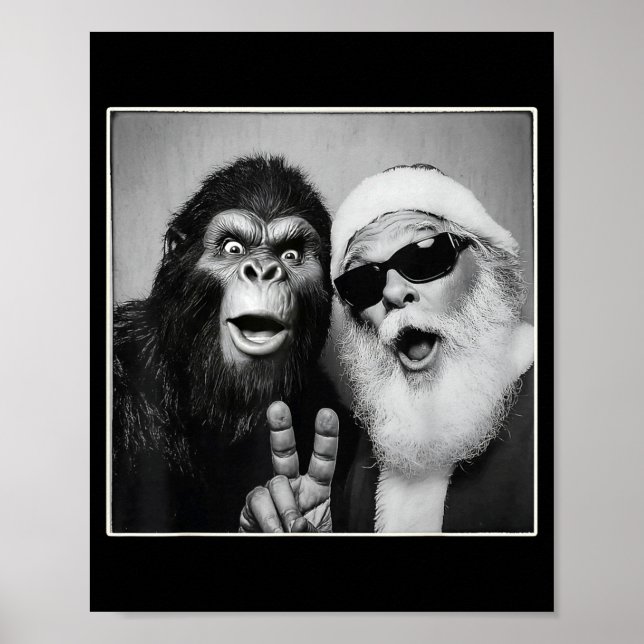 Santa Claus Selfie Bigfoot Christmas Funny Sasquat Poster (Front)