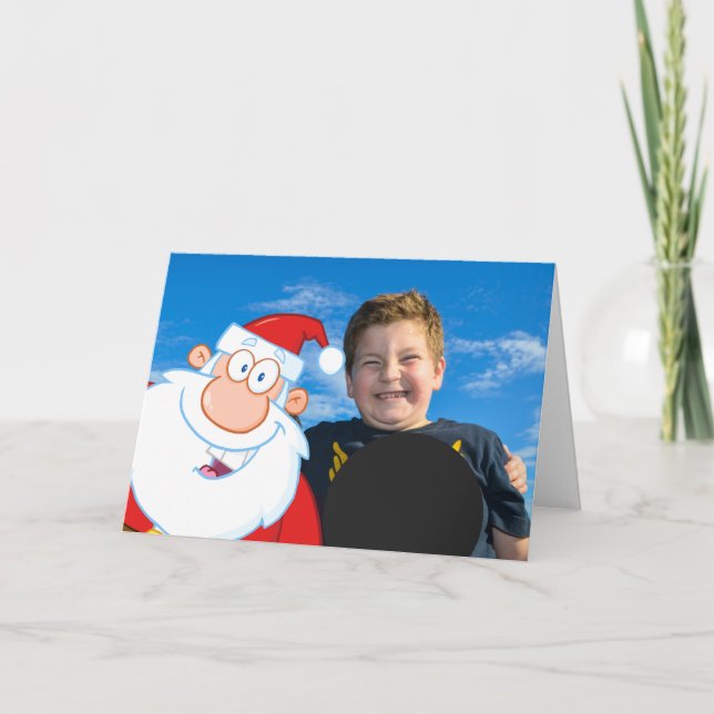 Santa Claus Selfie Photo Holiday Card (Front)